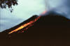 Arenal Volcano lava flow at night